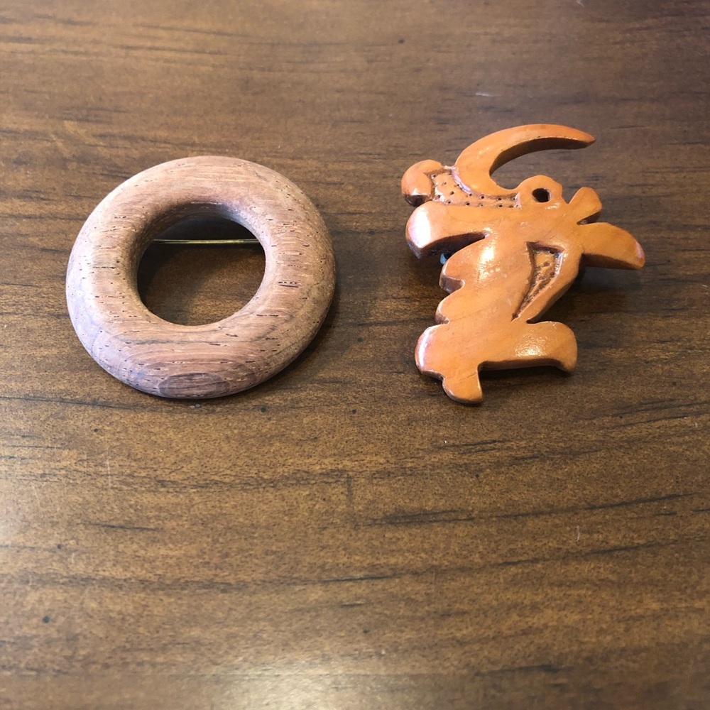 Pair of vintage wooden pins